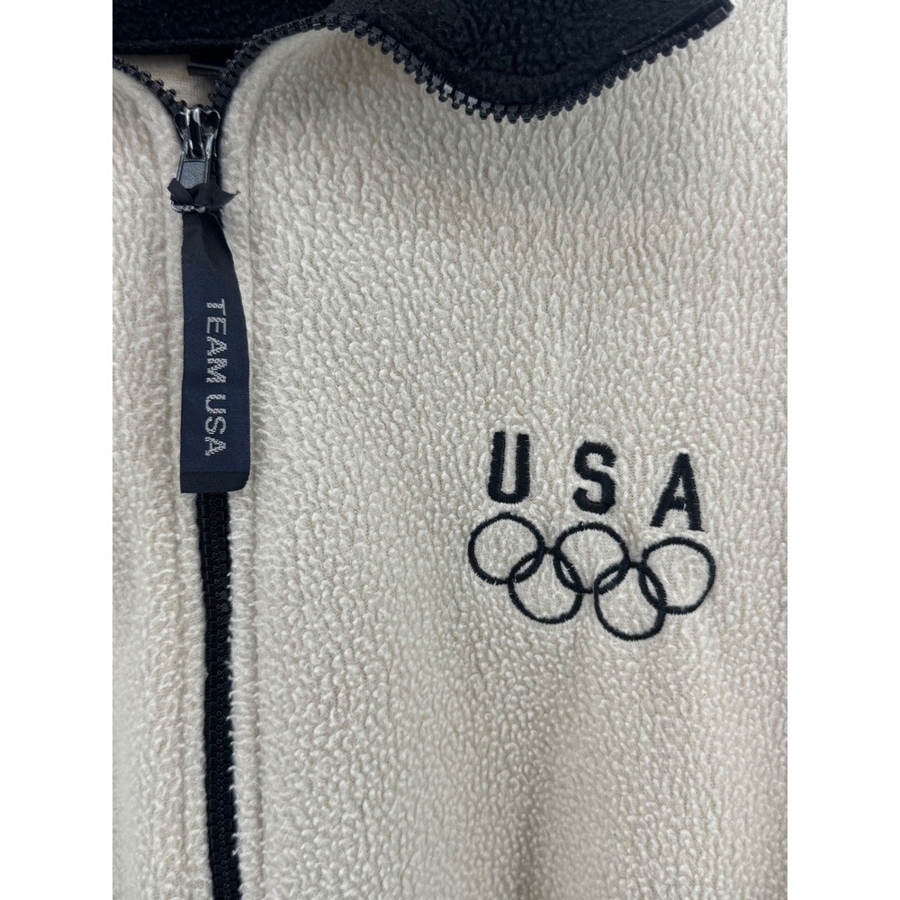 Vintage Team USA Olympics Fleece Jacket Tan Full Zip Mens Large - Picture 2 of 10